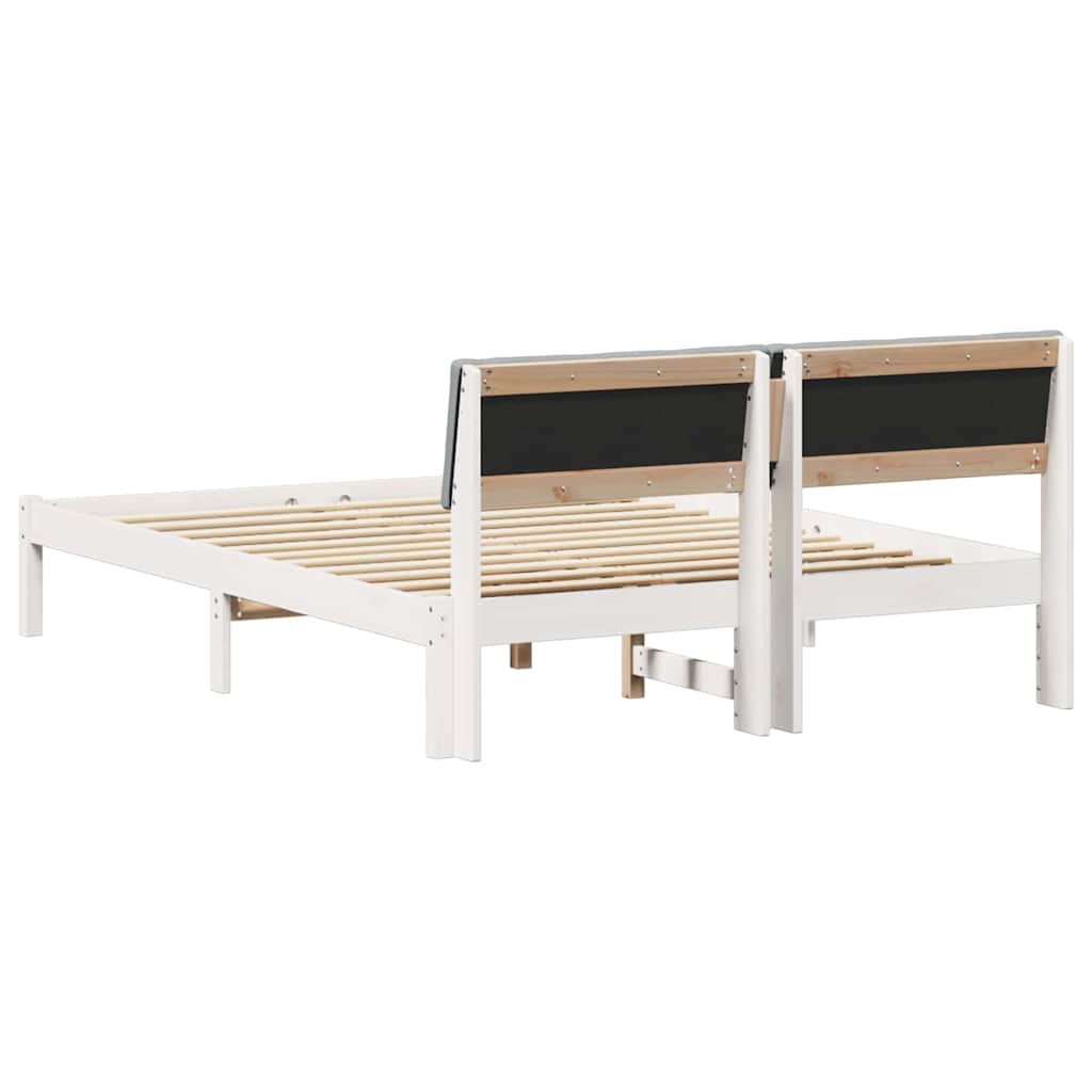 Bed frame White and light grey 140 x 200 cm Solid pine wood